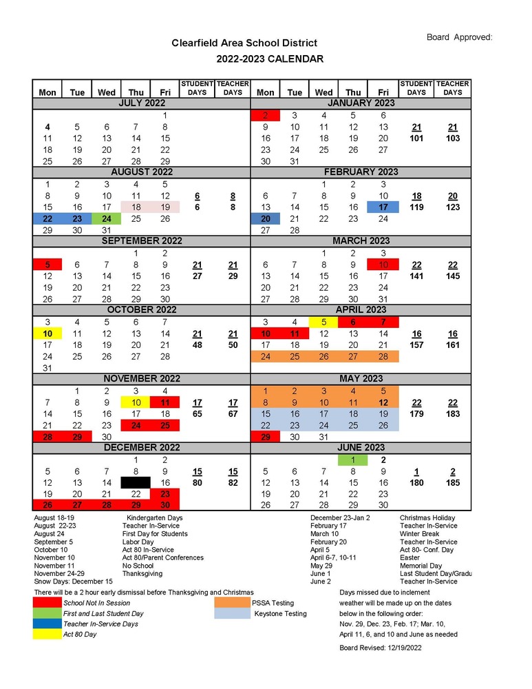 Revised 2022-23 District School Calendar