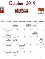 October 2019 Junior/ Senior High Calendar of Events
